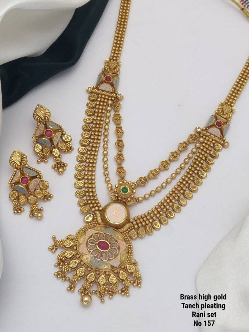 Brass High Gold Tanch Pleating Rani Set 4