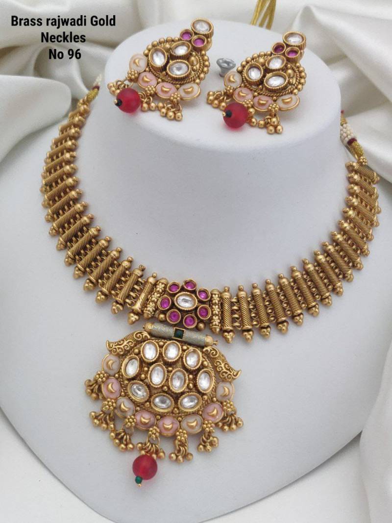Brass Rajwadi Gold Necklace 1