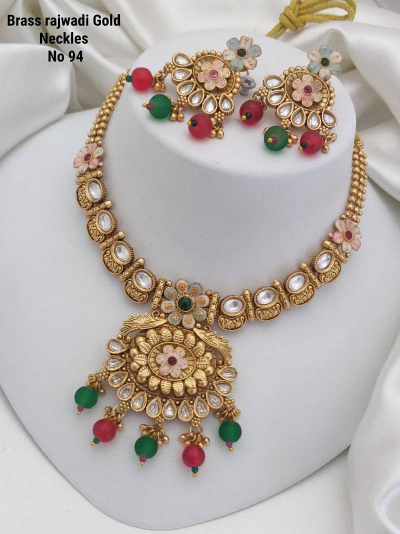 Brass Rajwadi Gold Necklace 1