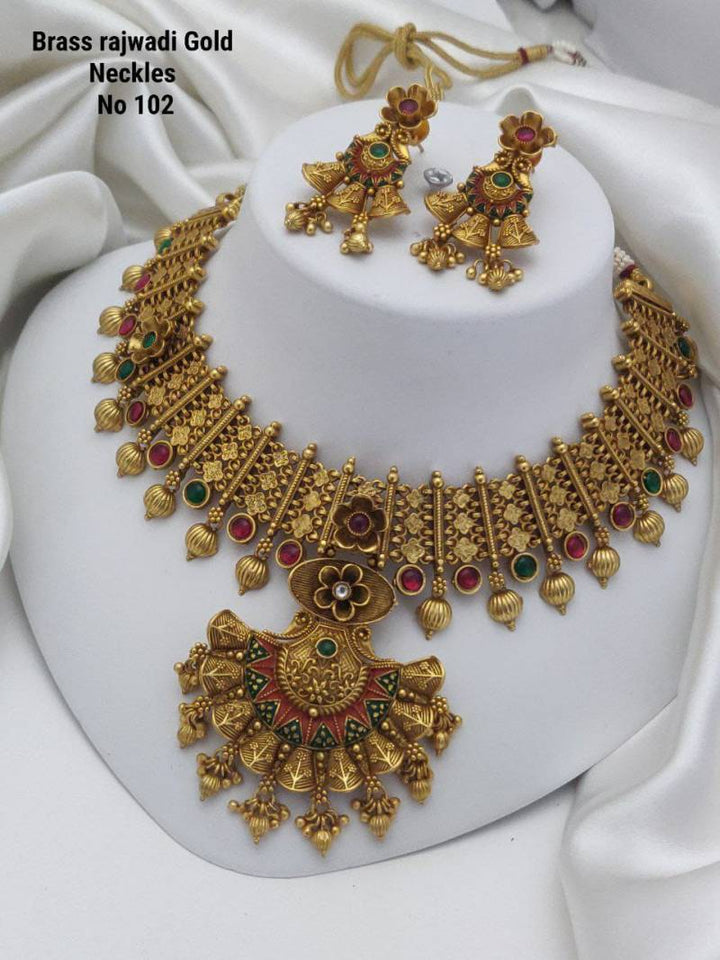 Brass Rajwadi Gold Necklace 2
