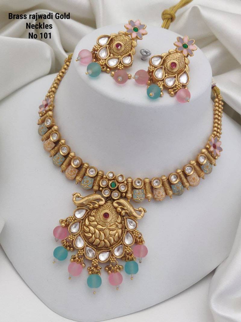 Brass Rajwadi Gold Necklace 2