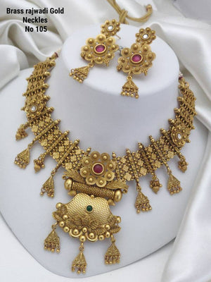 Brass Rajwadi Gold Necklace 2