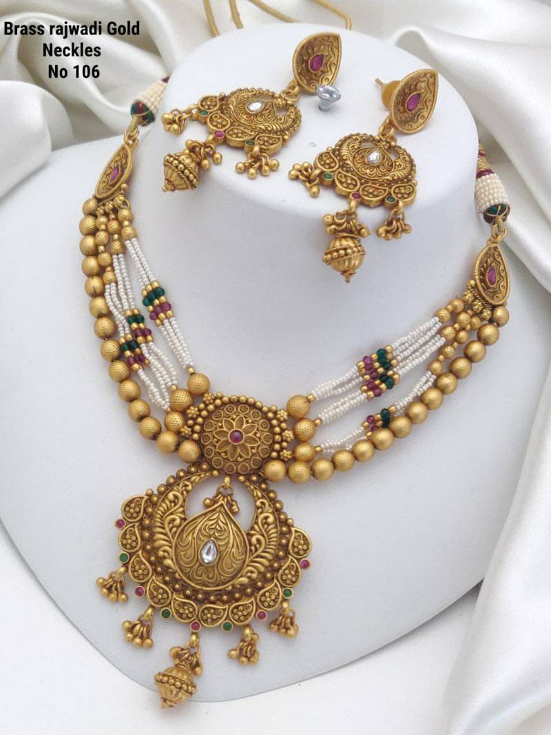 Brass Rajwadi Gold Necklace 2