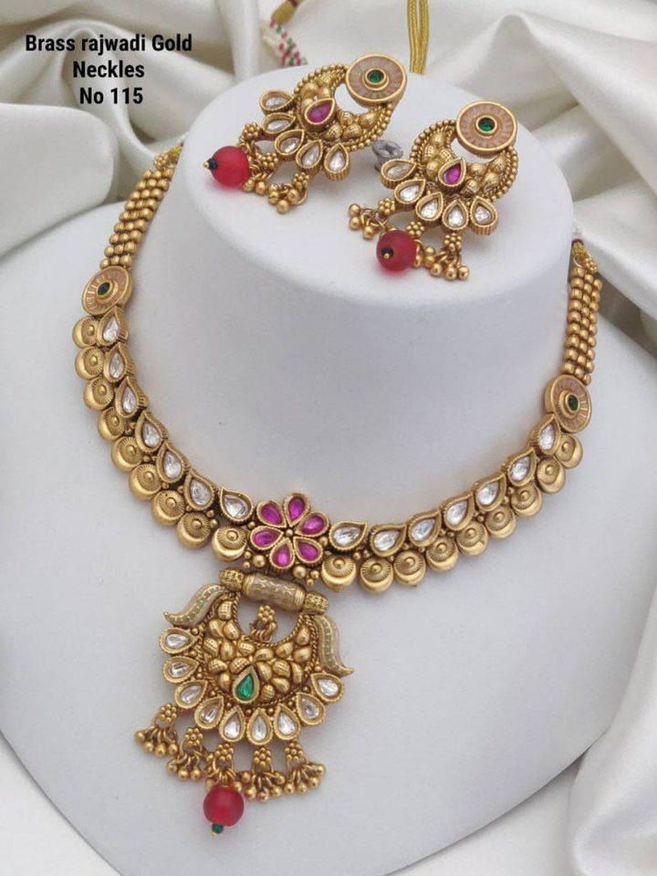 Brass Rajwadi Gold Necklace 3