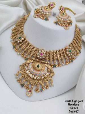 Brass Rajwadi Gold Necklace 4