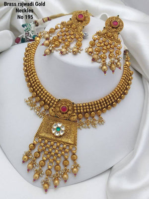 Brass Rajwadi Gold Necklace 5