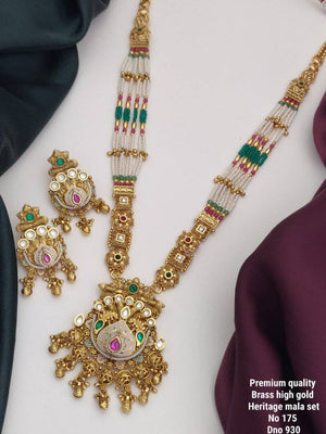 Brass High Gold Heritage Long Mala Set 5