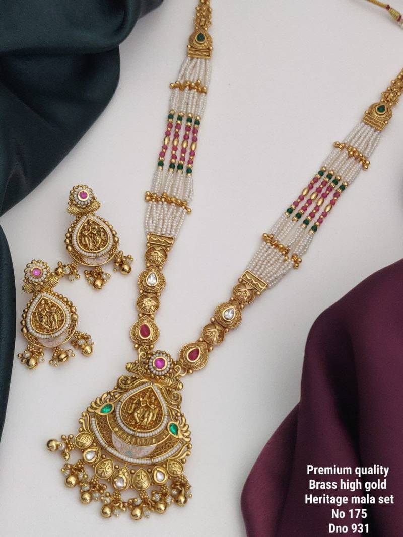 Brass High Gold Heritage Long Mala Set 5