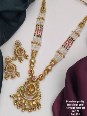 Brass High Gold Heritage Long Mala Set 5