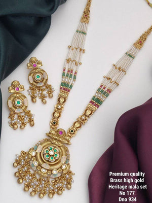 Brass High Gold Heritage Long Mala Set 3