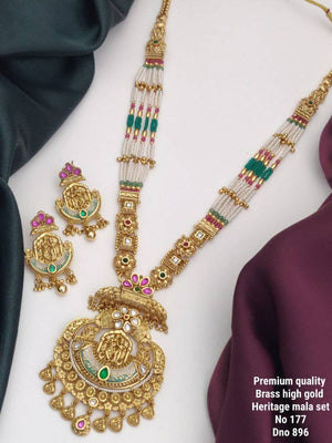 Brass High Gold Heritage Long Mala Set 3