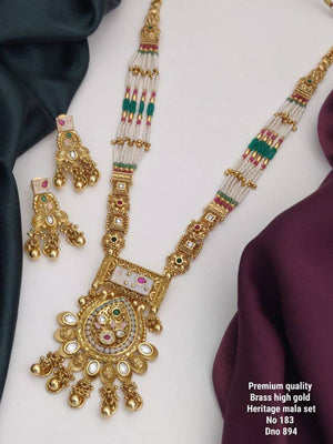 Brass High Gold Heritage Long Mala Set 4