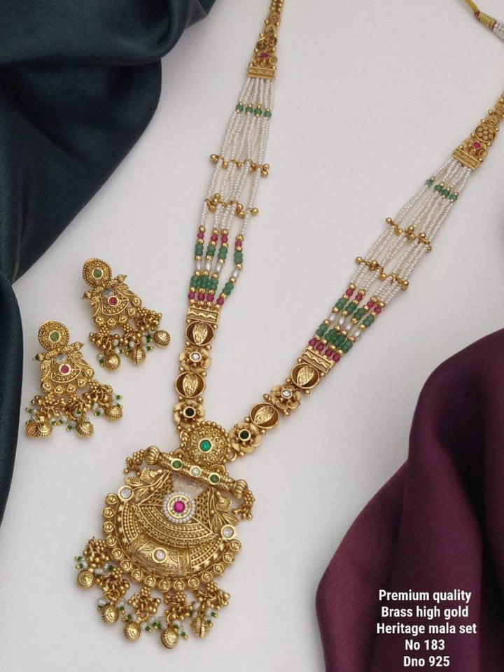 Brass High Gold Heritage Long Mala Set 4