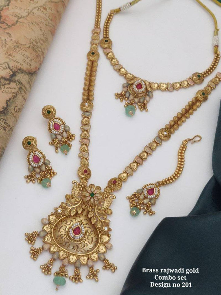 Brass Rajwadi Gold Combo Set 5