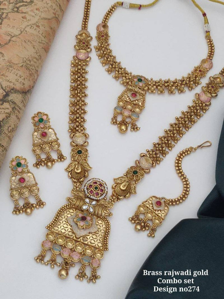 Brass Rajwadi Gold Combo Set 8