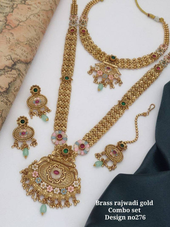 Brass Rajwadi Gold Combo Set 8