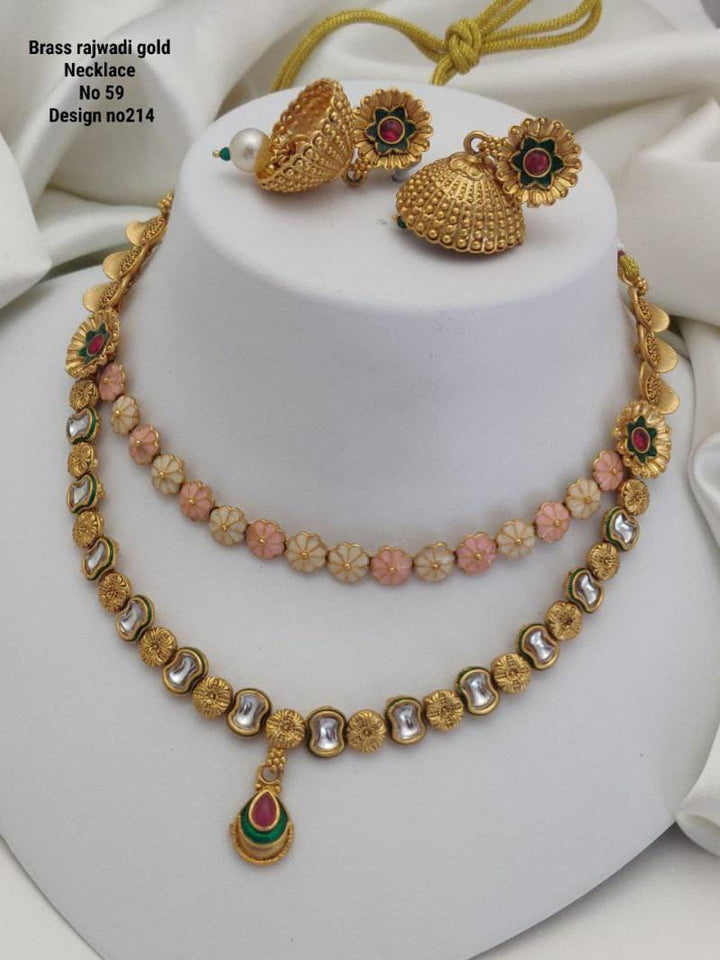 Brass Rajwadi Gold Necklace 6