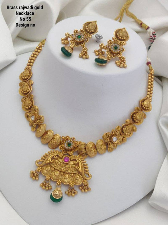 Brass Rajwadi Gold Necklace 6