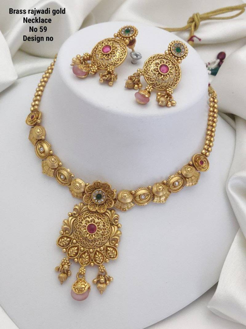 Brass Rajwadi Gold Necklace 6