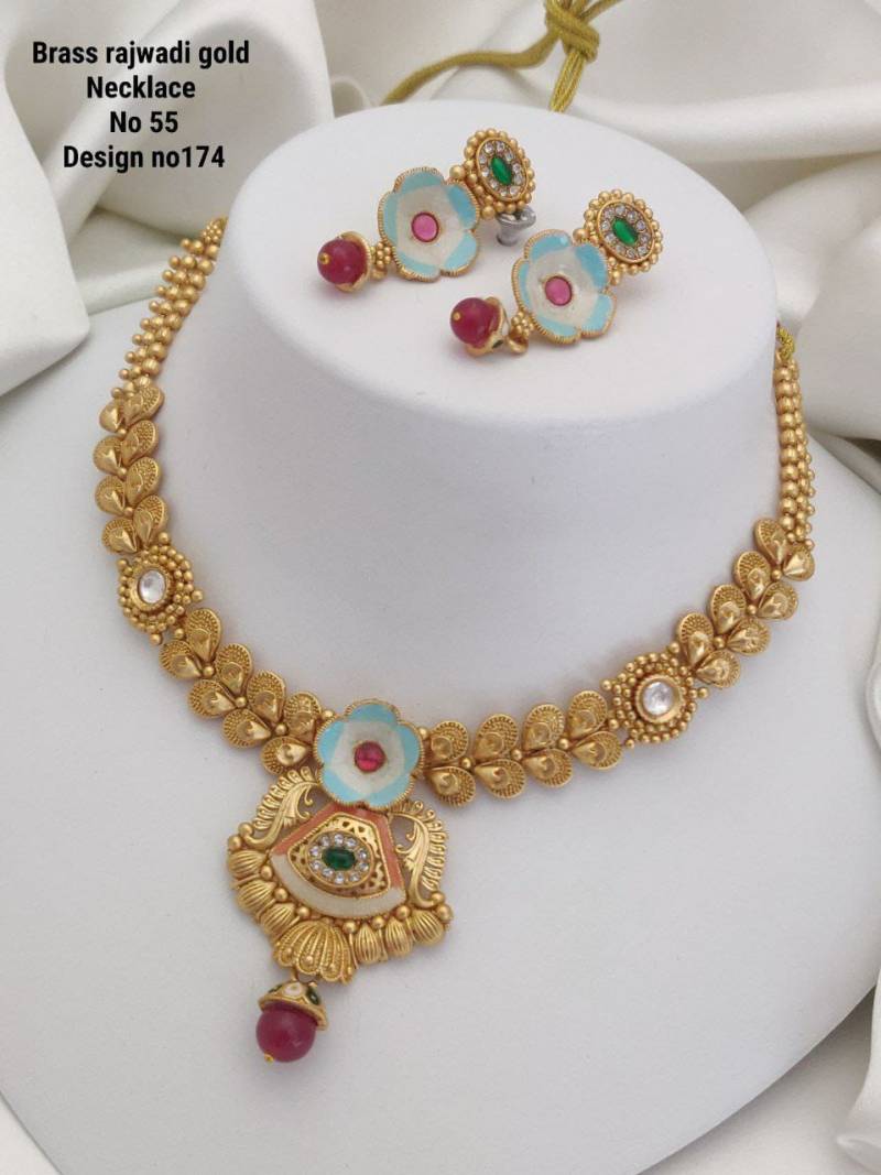 Brass Rajwadi Gold Necklace 6