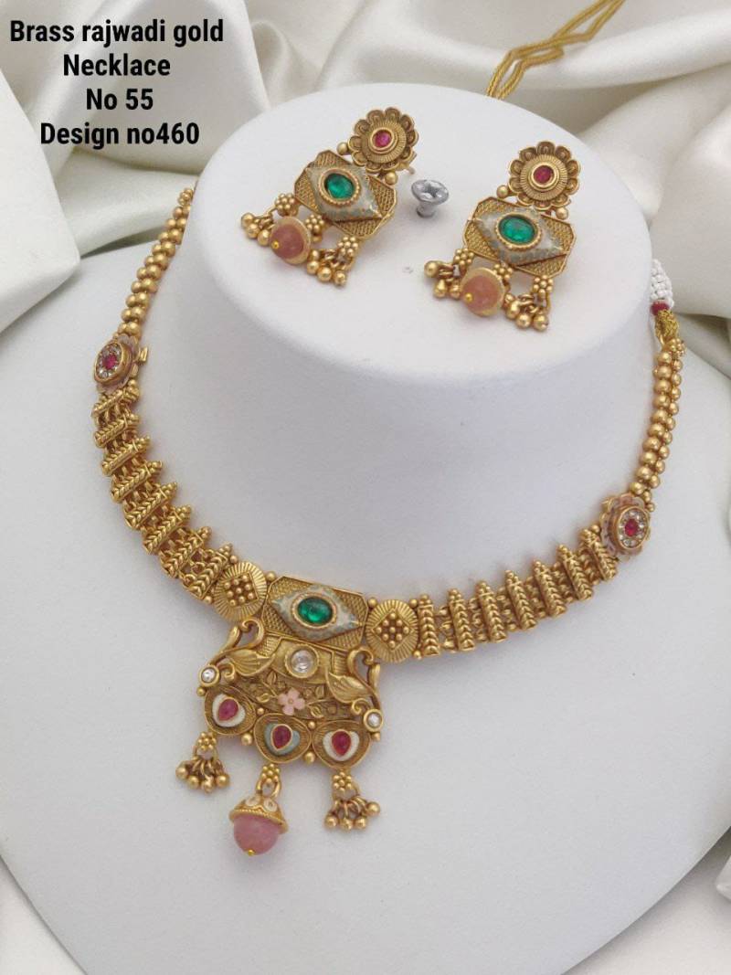 Brass Rajwadi Gold Necklace 6