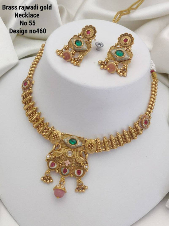 Brass Rajwadi Gold Necklace 6