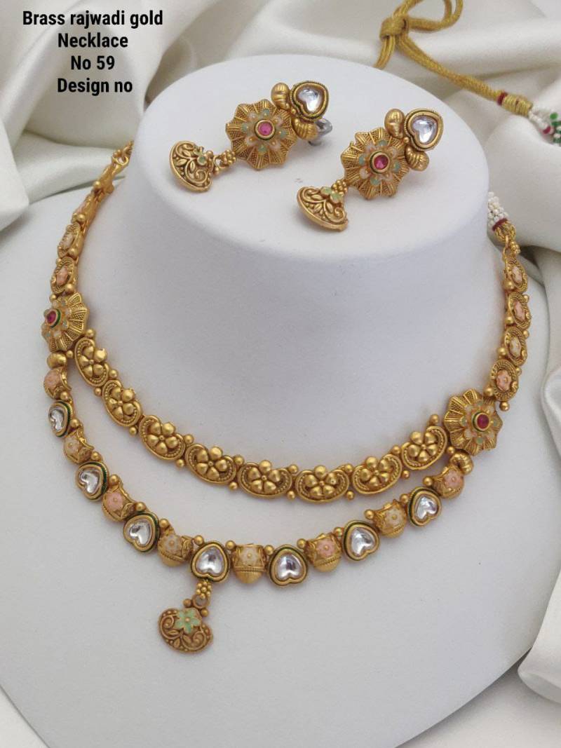 Brass Rajwadi Gold Necklace 6