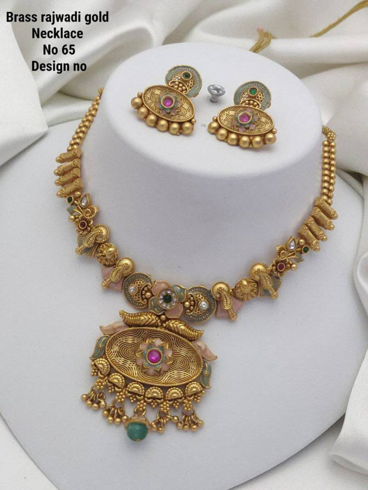 Brass Rajwadi Gold Necklace 7