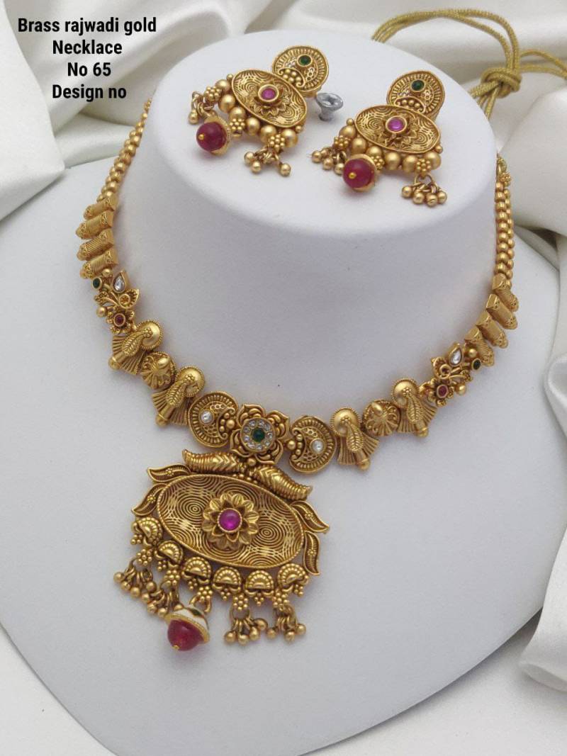 Brass Rajwadi Gold Necklace 7