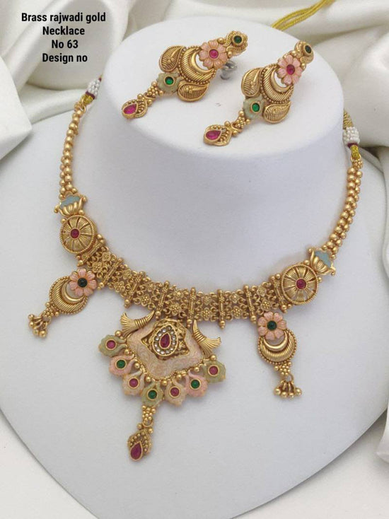 Brass Rajwadi Gold Necklace 7