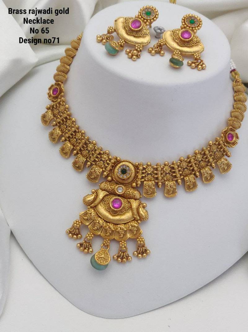 Brass Rajwadi Gold Necklace 7