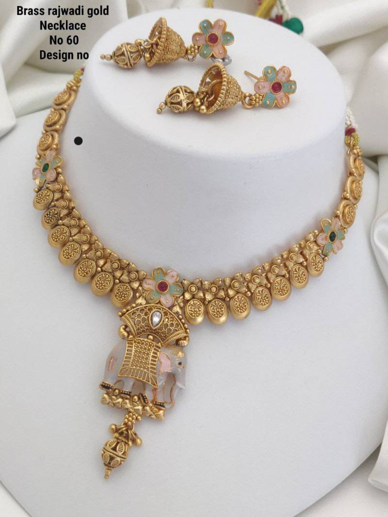 Brass Rajwadi Gold Necklace 7