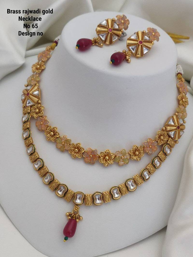 Brass Rajwadi Gold Necklace 7