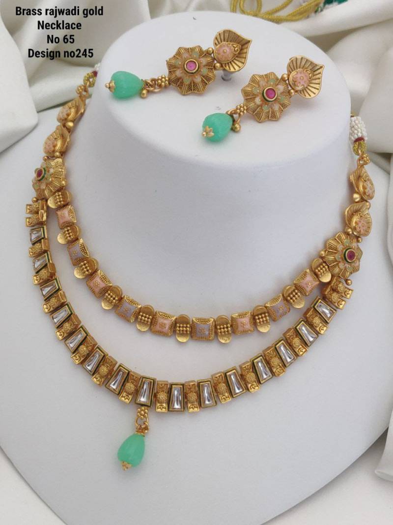 Brass Rajwadi Gold Necklace 7