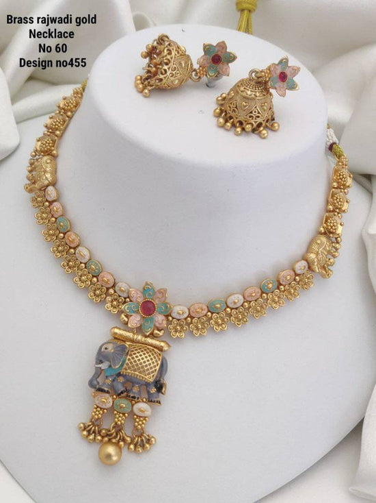 Brass Rajwadi Gold Necklace 7