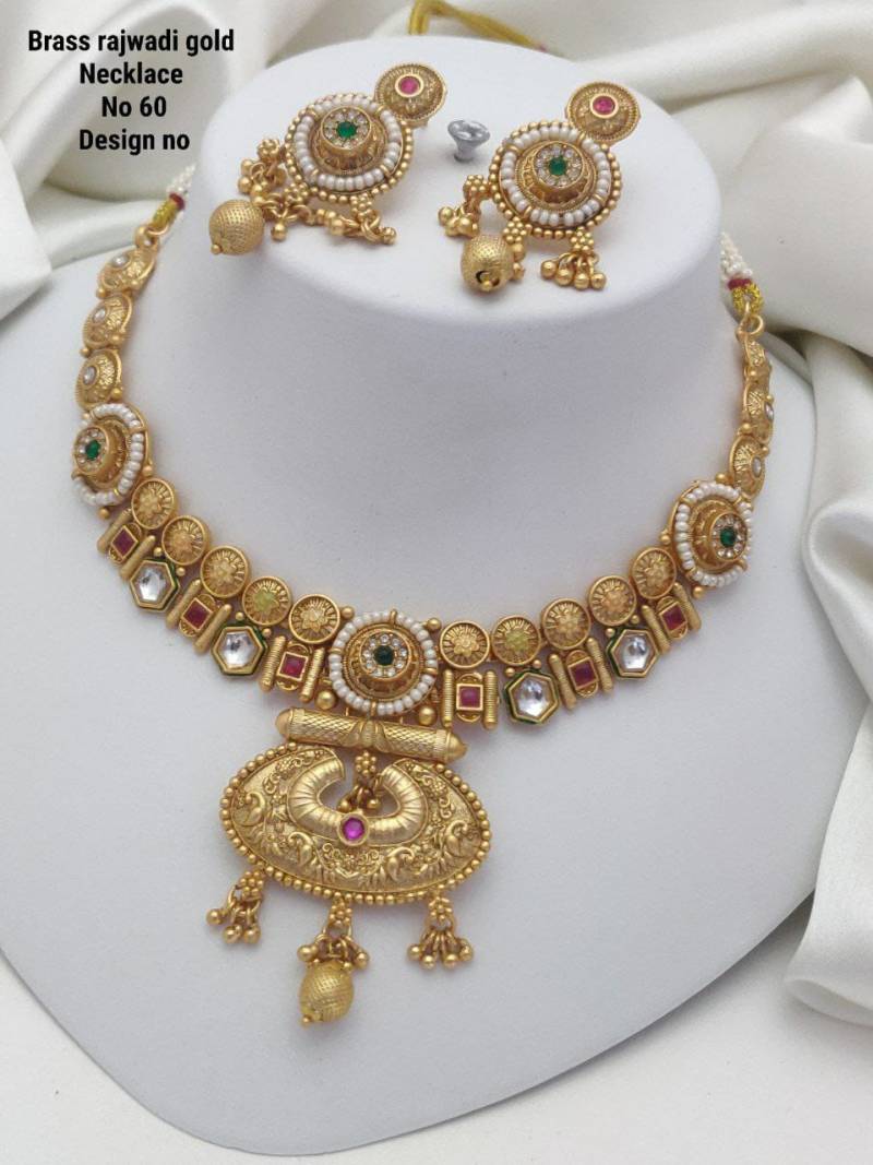 Brass Rajwadi Gold Necklace 7