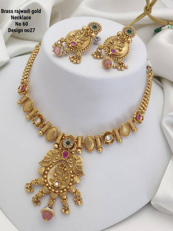 Brass Rajwadi Gold Necklace 7
