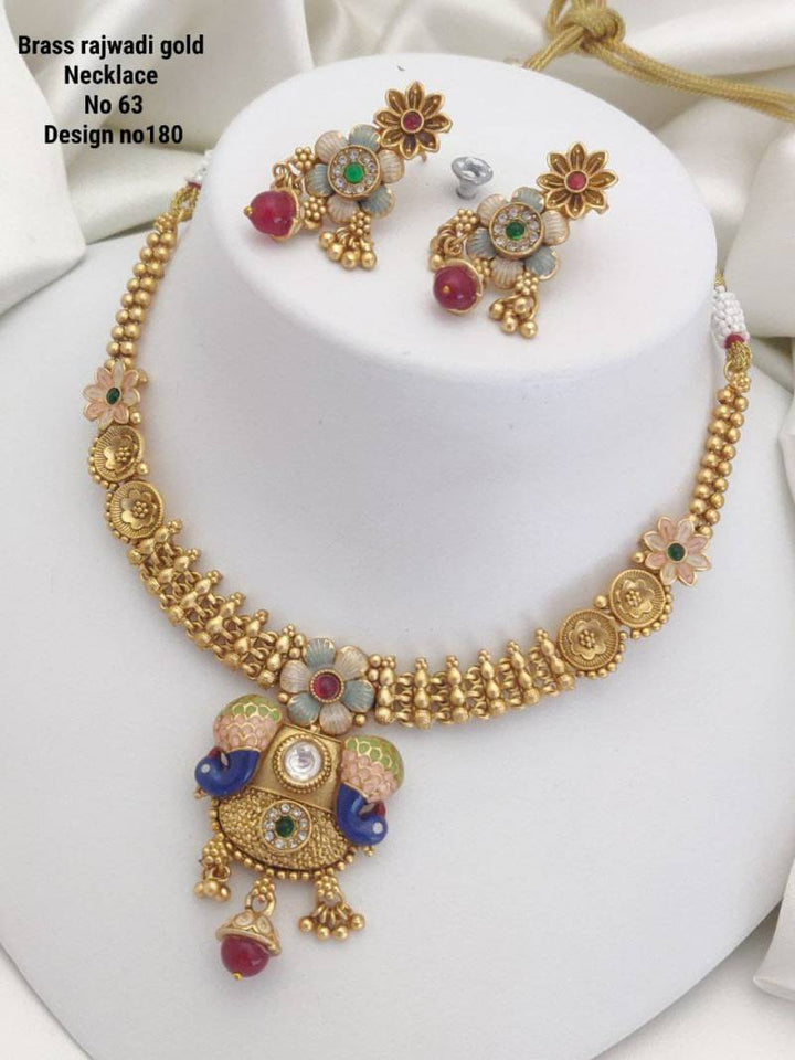 Brass Rajwadi Gold Necklace 7