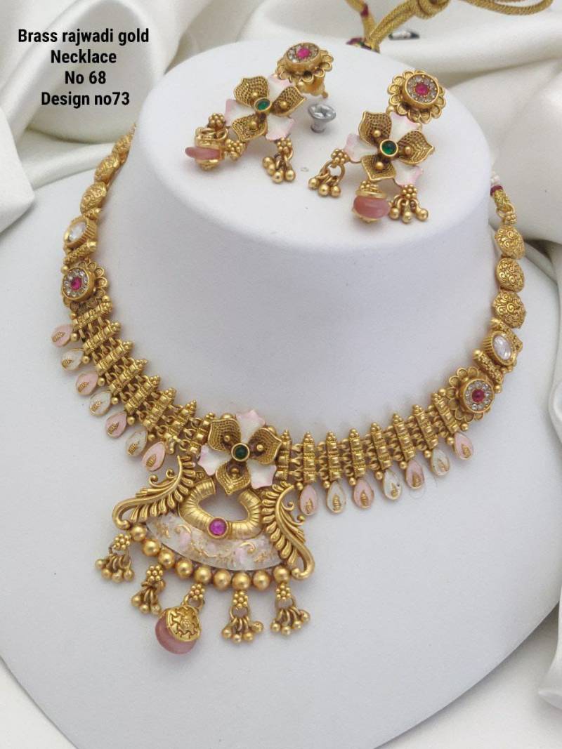 Brass Rajwadi Gold Necklace 8