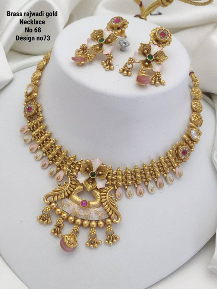 Brass Rajwadi Gold Necklace 8