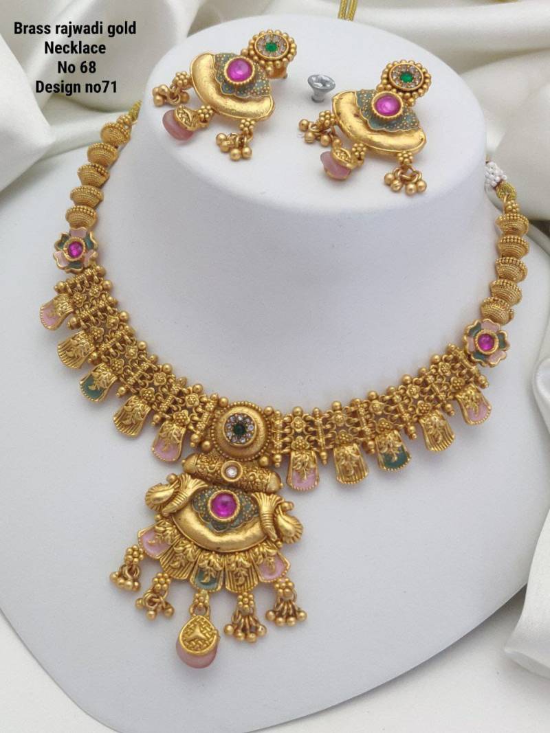 Brass Rajwadi Gold Necklace 8