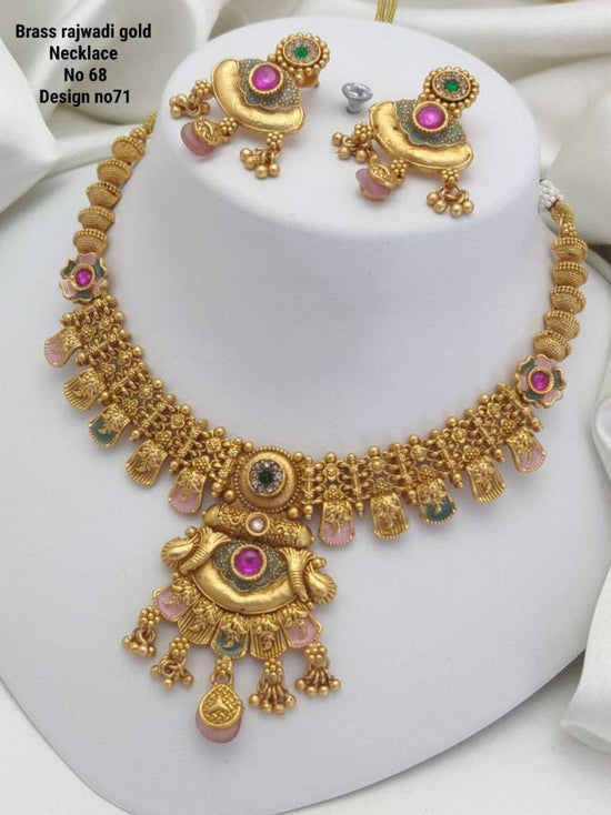 Brass Rajwadi Gold Necklace 8