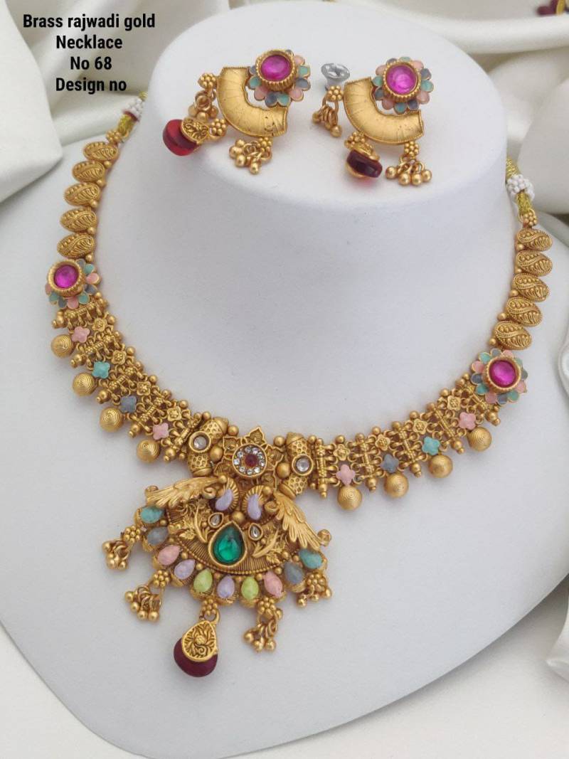 Brass Rajwadi Gold Necklace 8