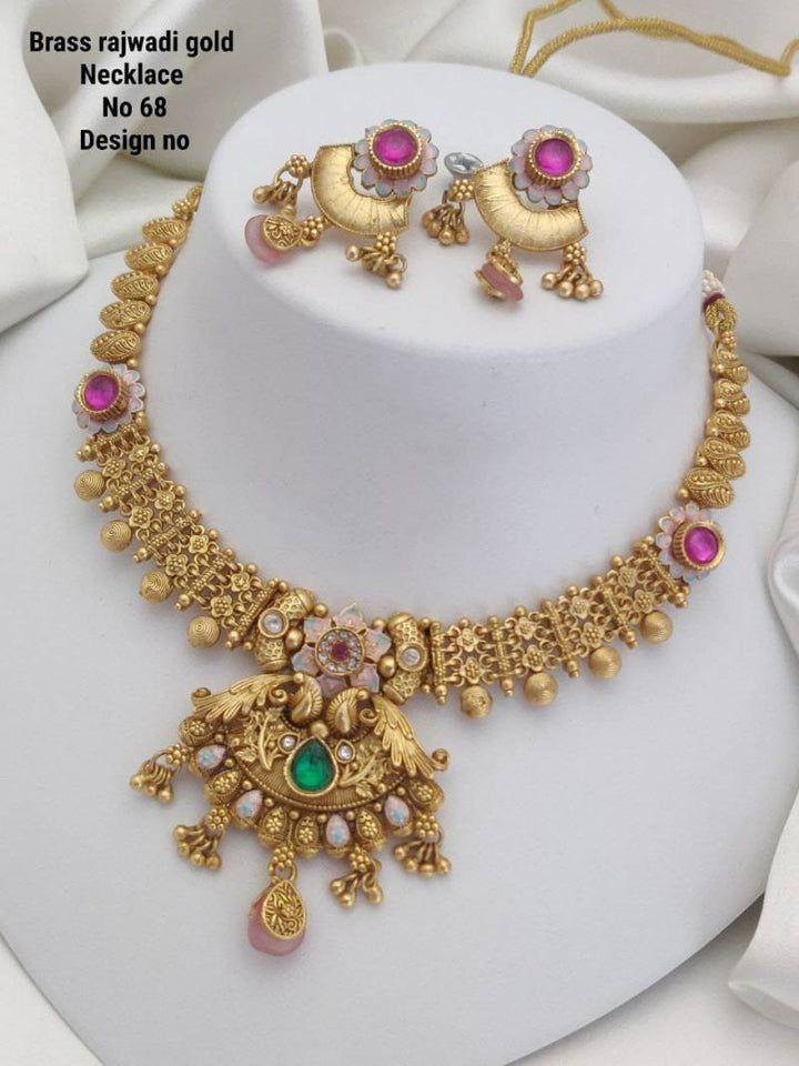 Brass Rajwadi Gold Necklace 8