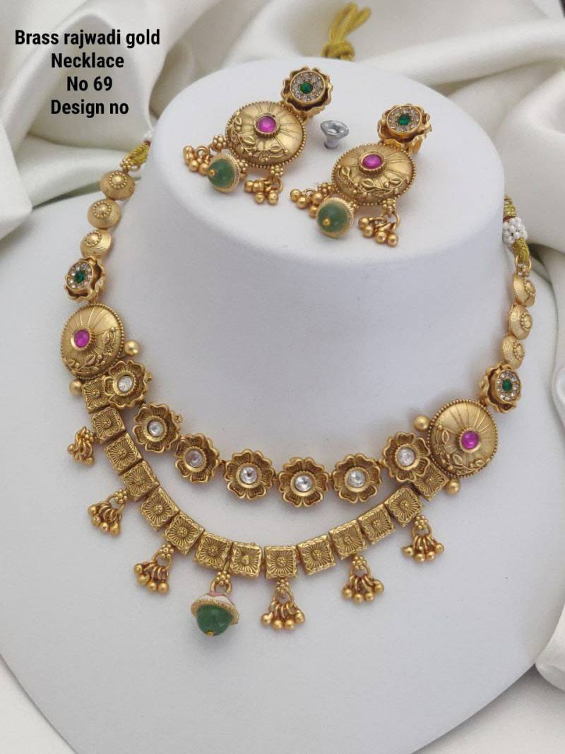 Brass Rajwadi Gold Necklace 8