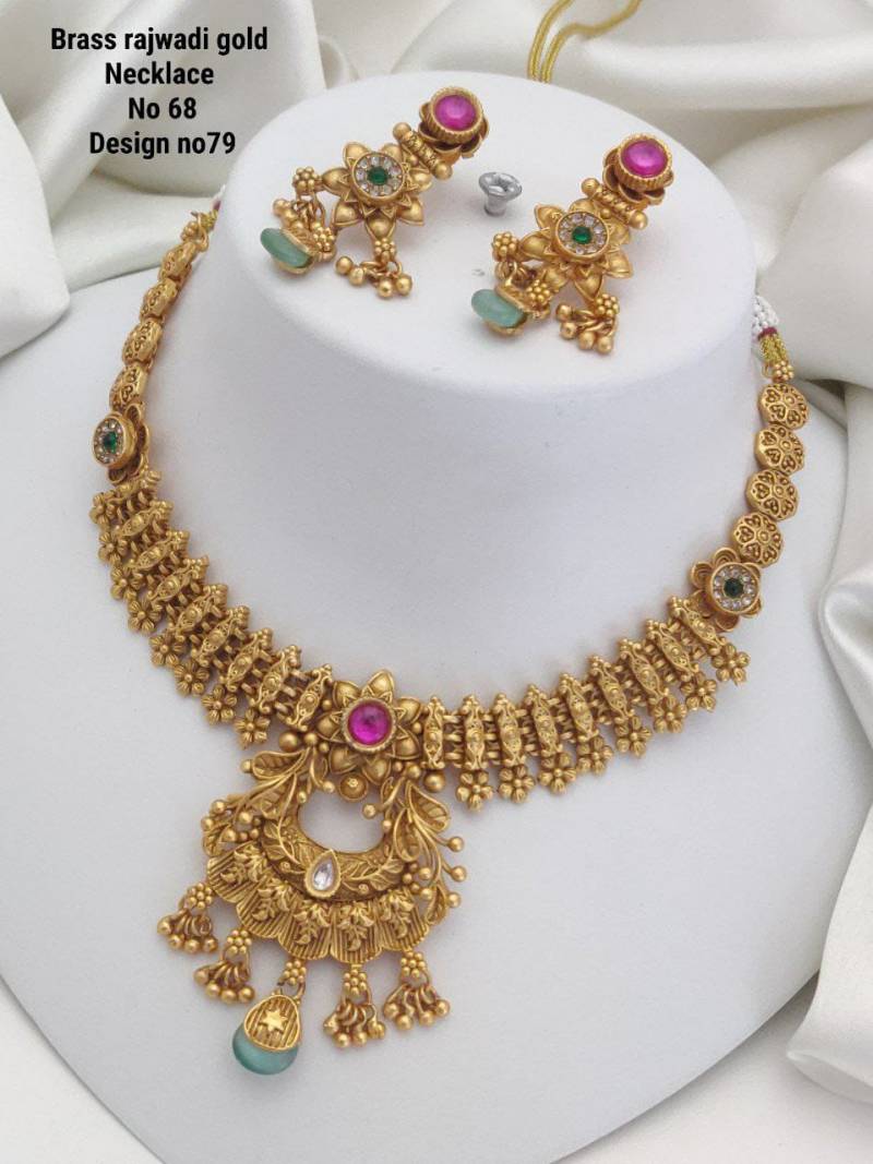 Brass Rajwadi Gold Necklace 8