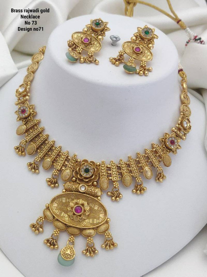 Brass Rajwadi Gold Necklace 9