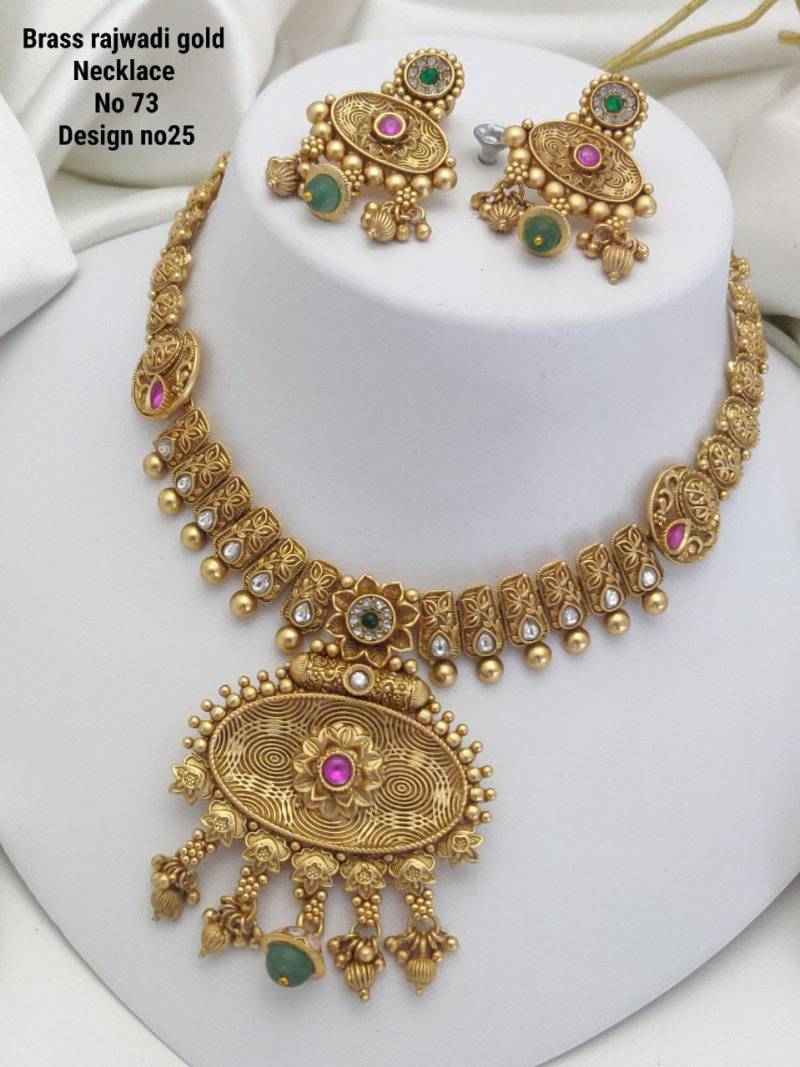Brass Rajwadi Gold Necklace 9