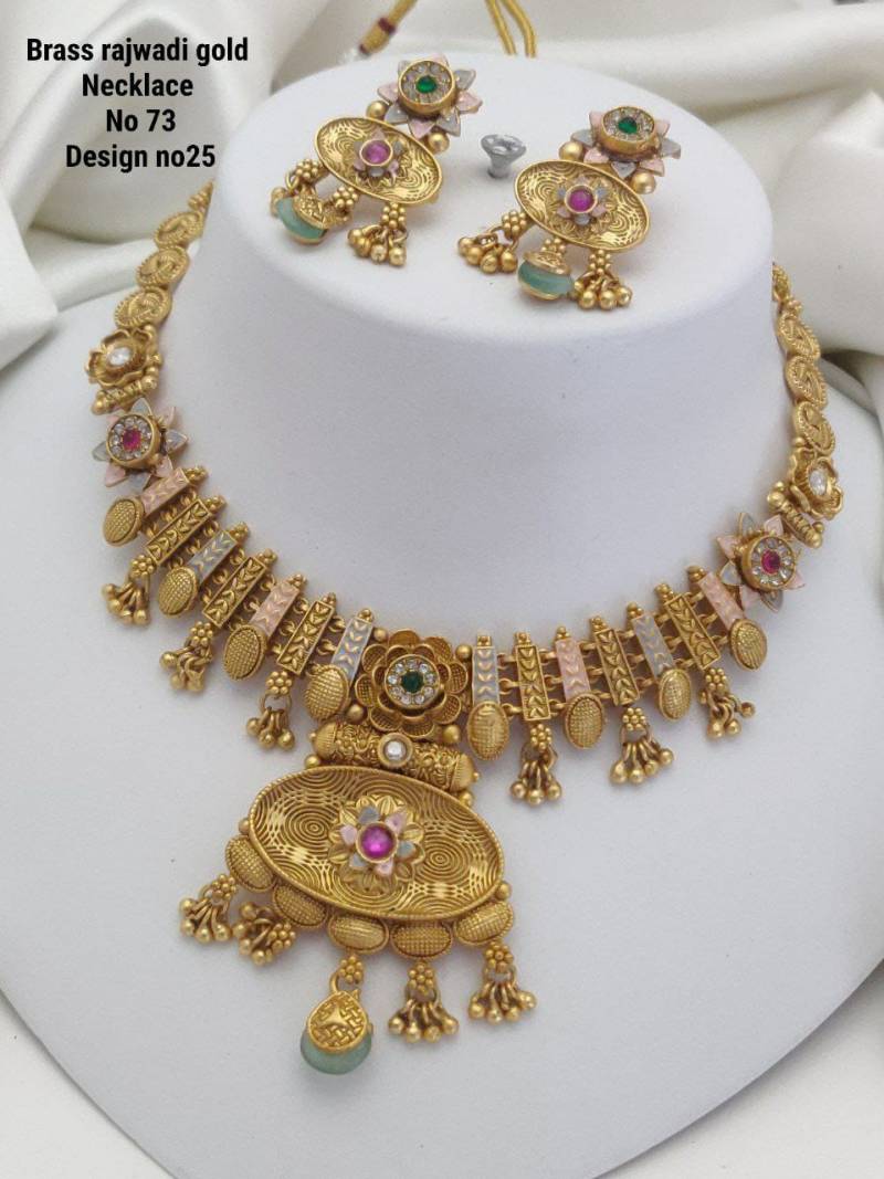 Brass Rajwadi Gold Necklace 9