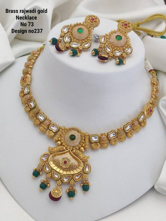 Brass Rajwadi Gold Necklace 9